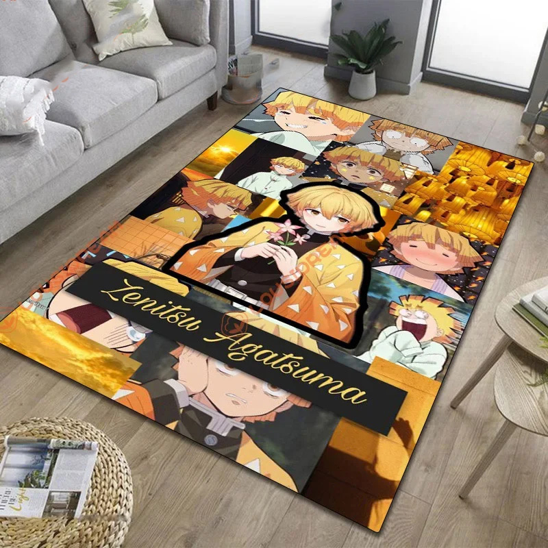 Agatsuma Zenitsu Demon Slayer Rug Demon Slayer Carpet Living Room Rug Indoor Rugs
