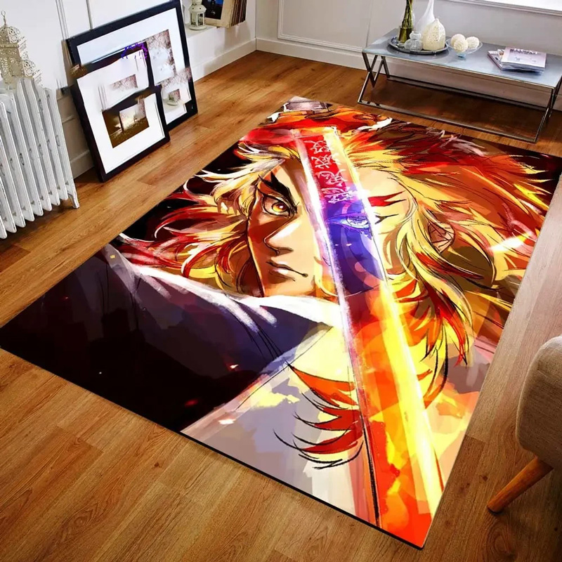 Rengoku Kyojuro Demon Slayer Area Rug Demon Slayer Carpet Bedroom Rugs Indoor Rugs