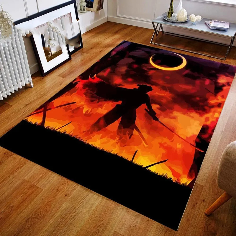 Rengoku Kyojuro Demon Slayer Area Rug Demon Slayer Carpet Dining Room Rugs Indoor Rugs