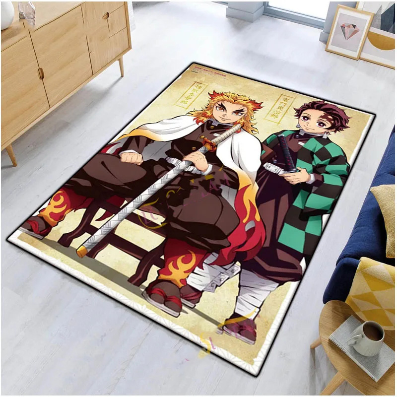 Rengoku Kyojuro Demon Slayer Area Rug Demon Slayer Carpet Living Room Rug Indoor Rug