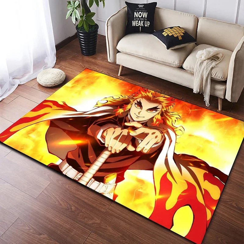 Rengoku Kyojuro Demon Slayer Rug Demon Slayer Carpet Bedroom Rug Indoor Indoor Rugs