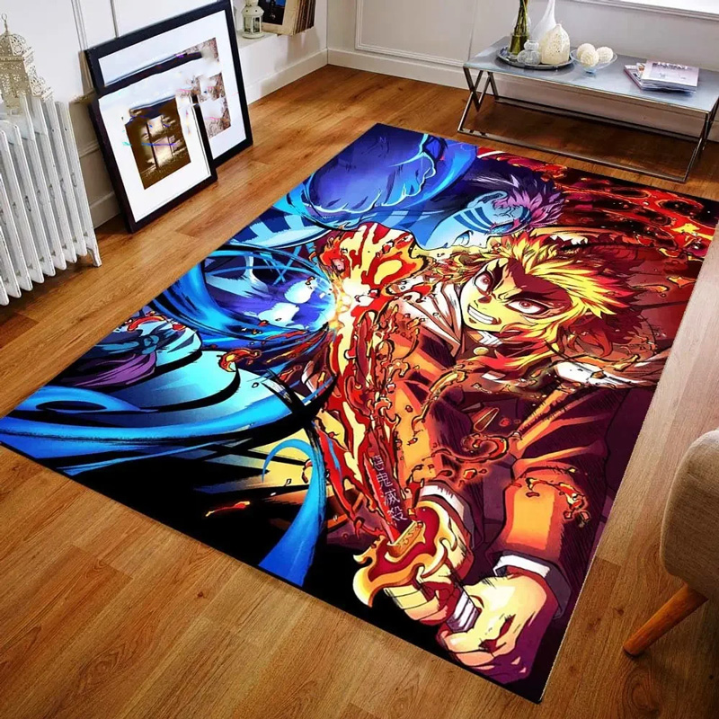 Rengoku Kyojuro Demon Slayer Rug Demon Slayer Carpet Kitchen Rug Indoor Rug