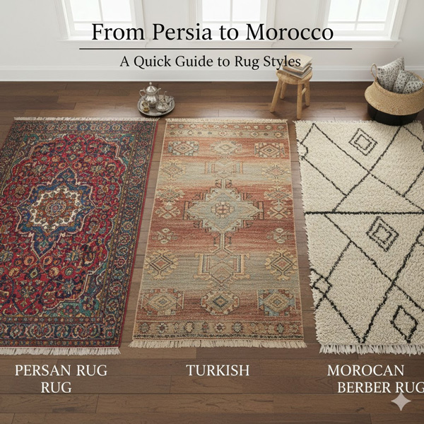 From Persia to Morocco: A Quick Guide to Rug Styles (Persian, Turkish, Moroccan Berber) From Persia to Morocco: A Quick Guide to Rug Styles (Persian, Turkish, Moroccan Berber)