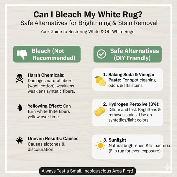 Can I Bleach My White Rug? Safe Alternatives for Brightening & Stain Removal Can I Bleach My White Rug? Safe Alternatives for Brightening & Stain Removal