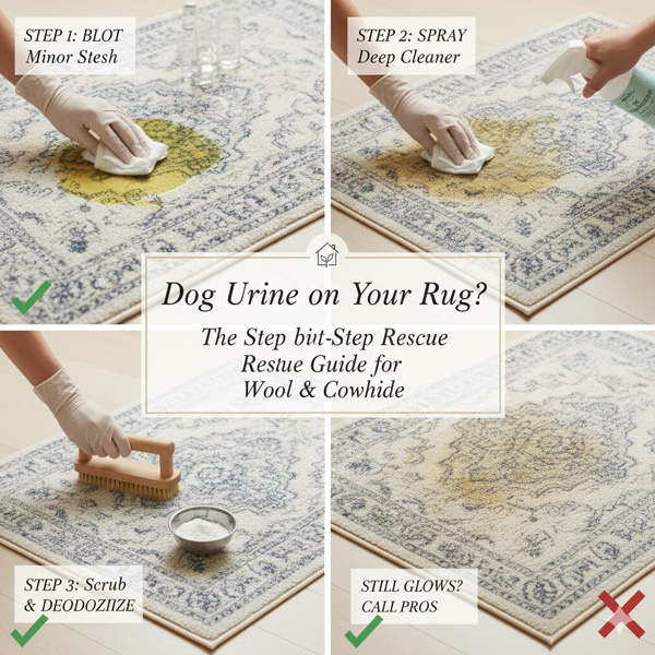 Dog Urine on Your Rug? The Step-by-Step Rescue Guide for Wool & Cowhide Dog Urine on Your Rug? The Step-by-Step Rescue Guide for Wool & Cowhide