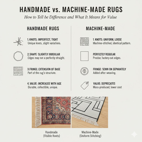 Handmade vs. Machine-Made Rugs: How to Tell the Difference and What It Means for Value Handmade vs. Machine-Made Rugs: How to Tell the Difference and What It Means for Value