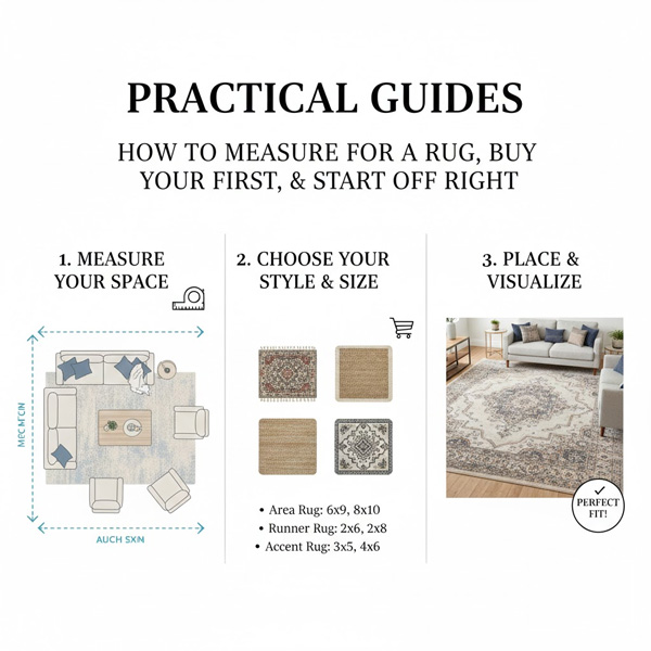 Practical Guides: How to Measure for a Rug, Buy Your First, & Start Off Right Practical Guides: How to Measure for a Rug, Buy Your First, & Start Off Right