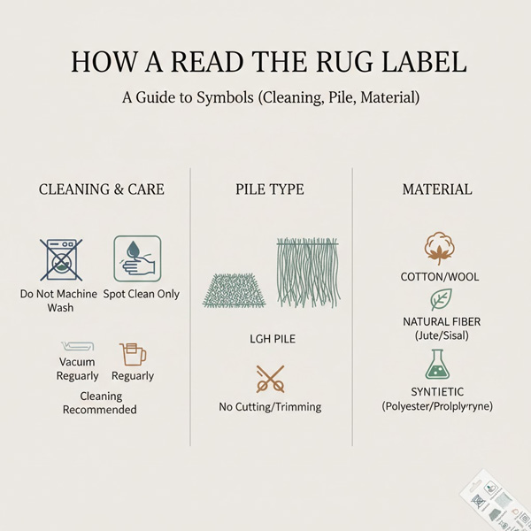 How to Read a Rug Label: A Guide to Symbols (Cleaning, Pile, Material) How to Read a Rug Label: A Guide to Symbols (Cleaning, Pile, Material)