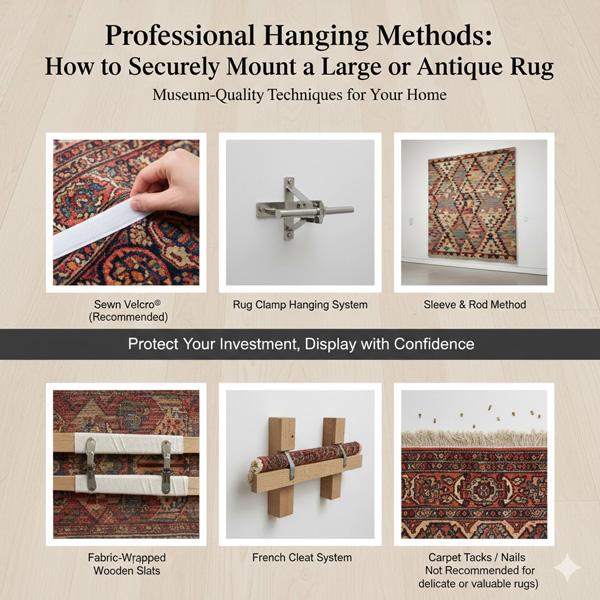 Professional Hanging Methods: How to Securely Mount a Large or Antique Rug Professional Hanging Methods: How to Securely Mount a Large or Antique Rug