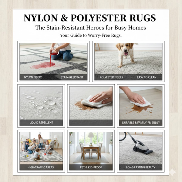 Nylon & Polyester Rugs: The Stain-Resistant Heroes for Busy Homes Nylon & Polyester Rugs: The Stain-Resistant Heroes for Busy Homes
