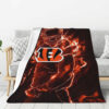 Cincinnati Bengals Blanket - Sherpa Blanket for Bed - Soft (Throw Size) cincinnati bengals blanket sherpa blanket for bed soft throw size ver 19