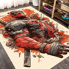 Deadpool Rugs - Battle Scene Carpet for Gaming Room - Plush Area Rug deadpool area rugs vintage style carpet for gaming room plush carpet ver 1