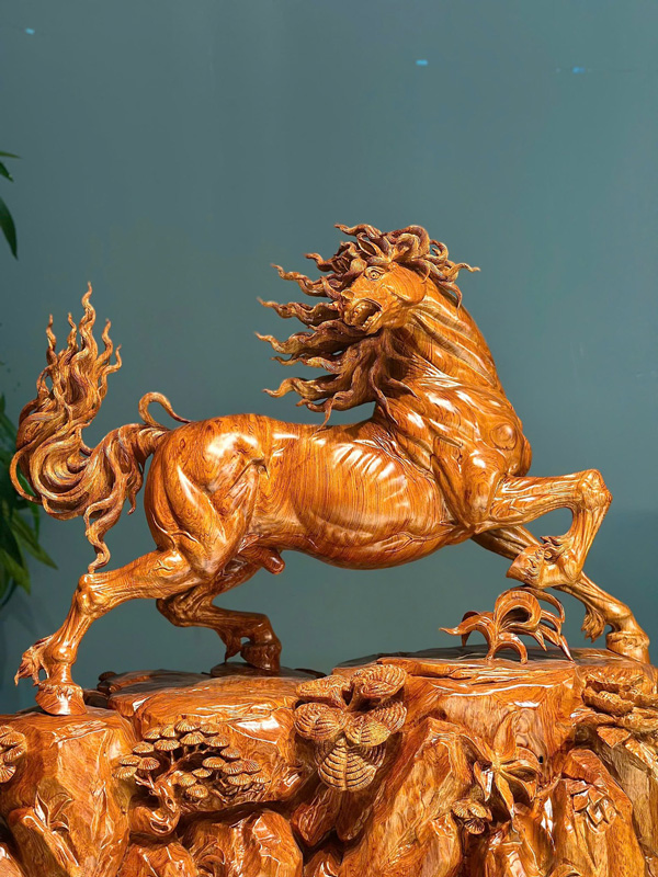 hand-carved-wooden-horse-statue-padauk-wood-table-decor-3 hand-carved-wooden-horse-statue-padauk-wood-table-decor