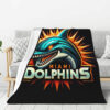 Miami Dolphins Blankets - Sherpa Blanket for Sofa - Soft (Throw Size) miami dolphins blankets sherpa blanket for sofa soft throw size ver 77