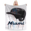 Miami Marlins Blanket - Fleece Blanket for Couch - Lightweight miami marlins blanket fleece blanket for couch lightweight ver 48