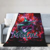 Miami Marlins Blanket - Fleece Blanket for Couch - Soft (Multiple Sizes) miami marlins blanket fleece blanket for couch soft multiple sizes ver 23