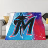 Miami Marlins Blankets - Fleece Blanket for Gift - Lightweight (Throw Size) miami marlins blankets fleece blanket for gift lightweight throw size ver 43