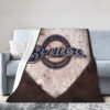Milwaukee Brewers Blanket - Sherpa Blanket for Couch - Warm (Throw Size) milwaukee brewers blanket sherpa blanket for couch warm throw size ver 56
