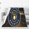 Milwaukee Brewers Blanket - Sherpa Blanket for Sofa - Lightweight (Queen Size) milwaukee brewers blanket sherpa blanket for sofa lightweight queen size ver 31